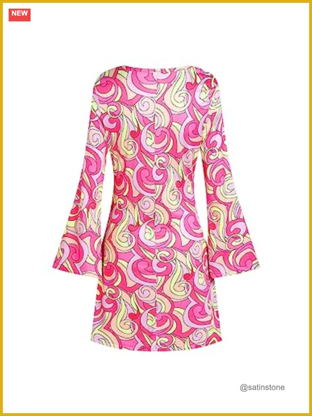 60s 70s Disco Costume Dress 5 Piece Hippie Outfit Polyester Spandex - Picture 2 of 6